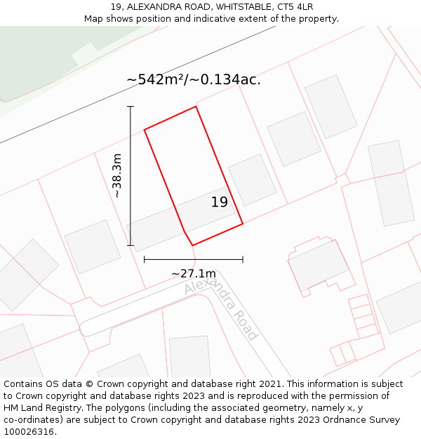 19, ALEXANDRA ROAD, WHITSTABLE, CT5 4LR: Plot and title map
