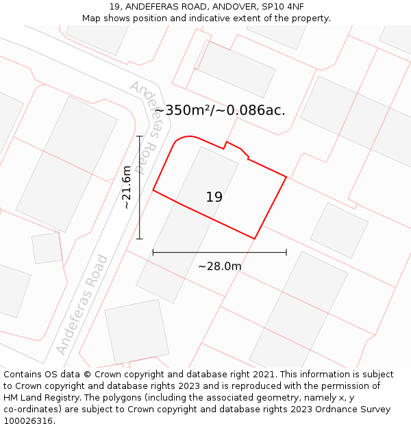 19, ANDEFERAS ROAD, ANDOVER, SP10 4NF: Plot and title map