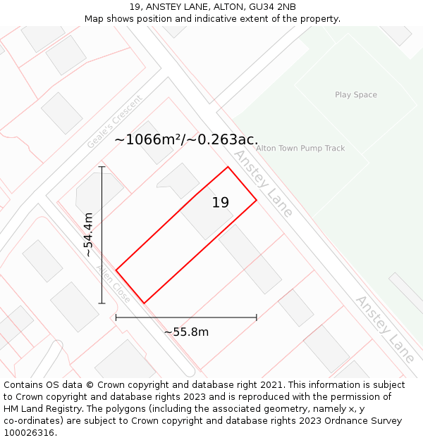 19, ANSTEY LANE, ALTON, GU34 2NB: Plot and title map