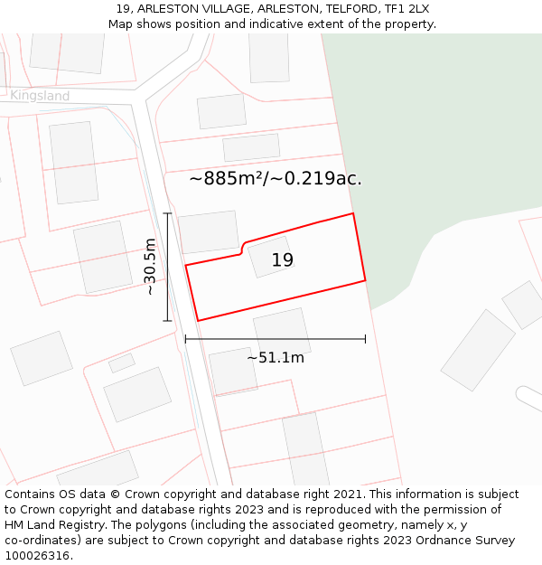 19, ARLESTON VILLAGE, ARLESTON, TELFORD, TF1 2LX: Plot and title map