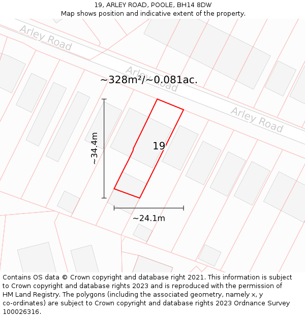 19, ARLEY ROAD, POOLE, BH14 8DW: Plot and title map