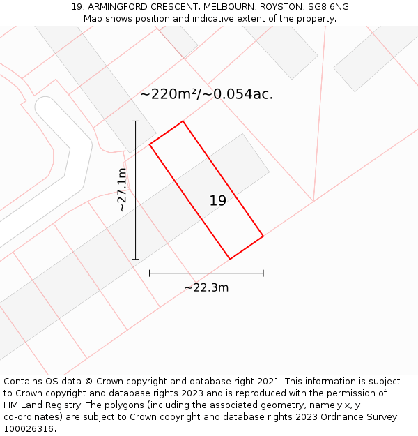 19, ARMINGFORD CRESCENT, MELBOURN, ROYSTON, SG8 6NG: Plot and title map