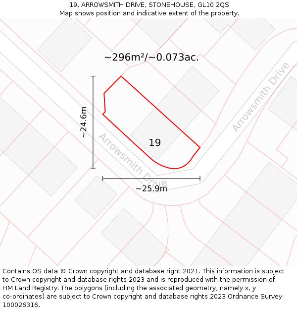 19, ARROWSMITH DRIVE, STONEHOUSE, GL10 2QS: Plot and title map
