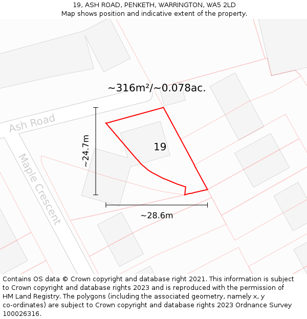 19, ASH ROAD, PENKETH, WARRINGTON, WA5 2LD: Plot and title map