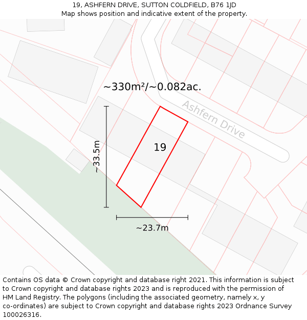 19, ASHFERN DRIVE, SUTTON COLDFIELD, B76 1JD: Plot and title map