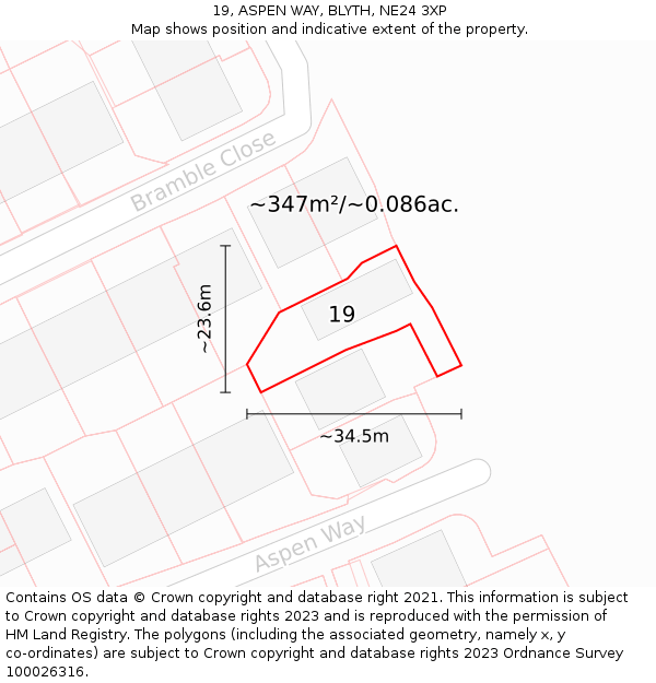 19, ASPEN WAY, BLYTH, NE24 3XP: Plot and title map