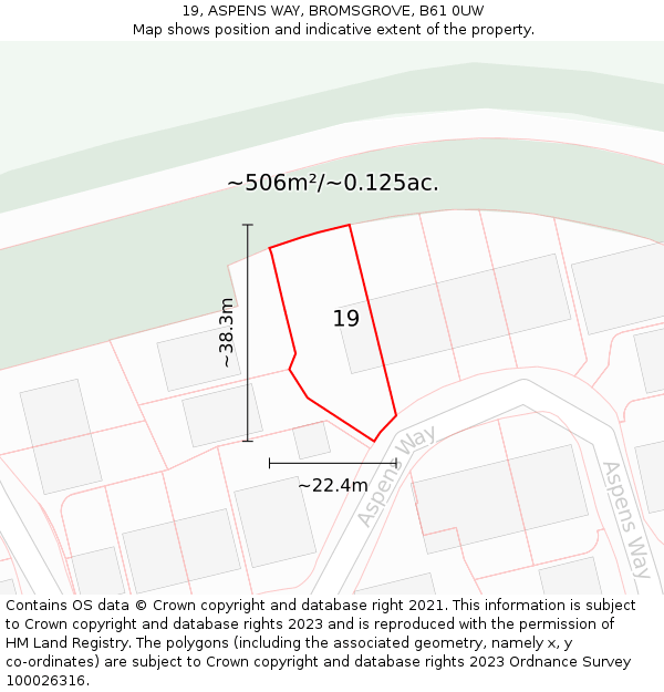19, ASPENS WAY, BROMSGROVE, B61 0UW: Plot and title map