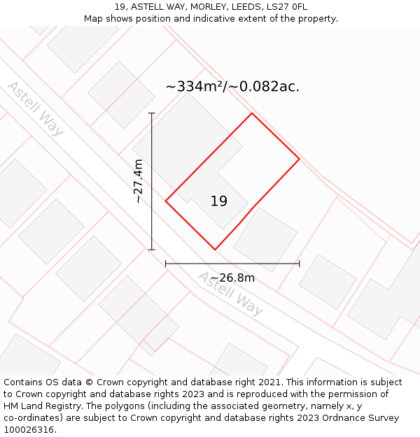 19, ASTELL WAY, MORLEY, LEEDS, LS27 0FL: Plot and title map