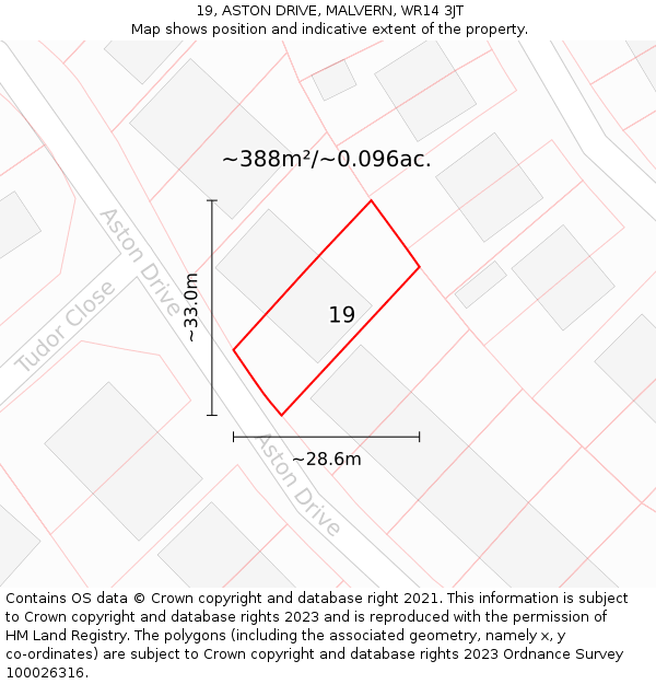 19, ASTON DRIVE, MALVERN, WR14 3JT: Plot and title map