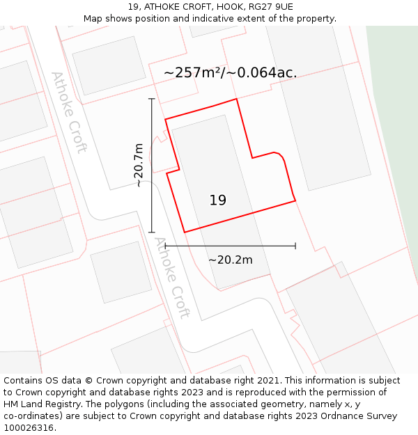 19, ATHOKE CROFT, HOOK, RG27 9UE: Plot and title map
