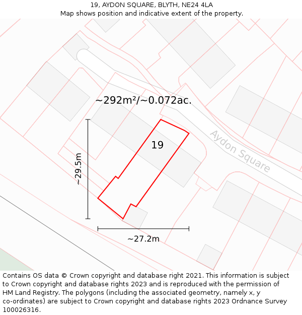 19, AYDON SQUARE, BLYTH, NE24 4LA: Plot and title map