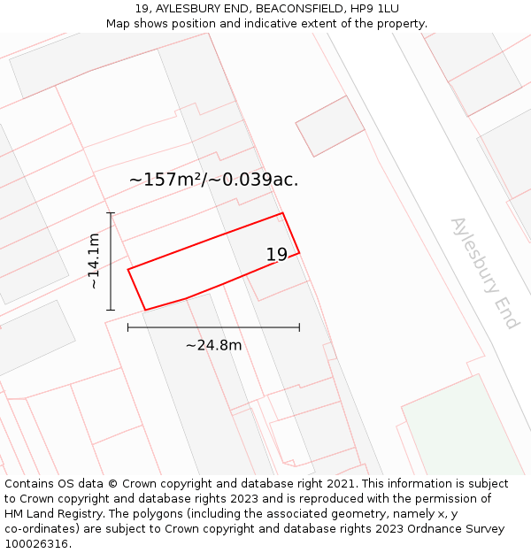 19, AYLESBURY END, BEACONSFIELD, HP9 1LU: Plot and title map