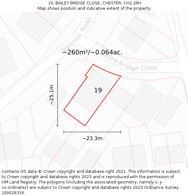 19, BAILEY BRIDGE CLOSE, CHESTER, CH2 2RH: Plot and title map