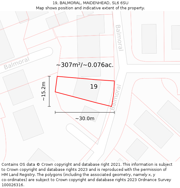 19, BALMORAL, MAIDENHEAD, SL6 6SU: Plot and title map