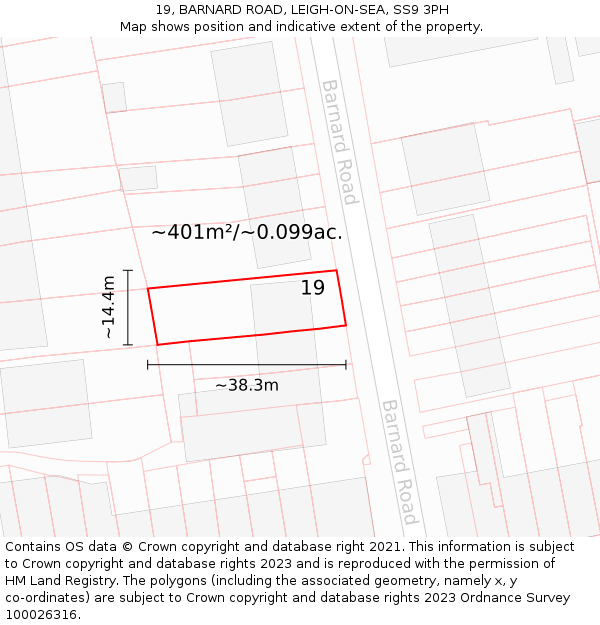 19, BARNARD ROAD, LEIGH-ON-SEA, SS9 3PH: Plot and title map