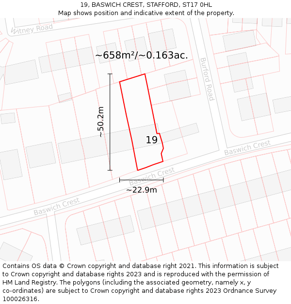 19, BASWICH CREST, STAFFORD, ST17 0HL: Plot and title map
