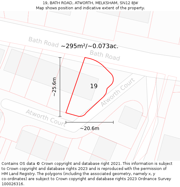 19, BATH ROAD, ATWORTH, MELKSHAM, SN12 8JW: Plot and title map