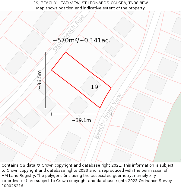 19, BEACHY HEAD VIEW, ST LEONARDS-ON-SEA, TN38 8EW: Plot and title map