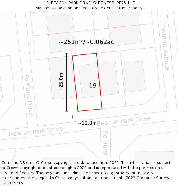 19, BEACON PARK DRIVE, SKEGNESS, PE25 1HE: Plot and title map
