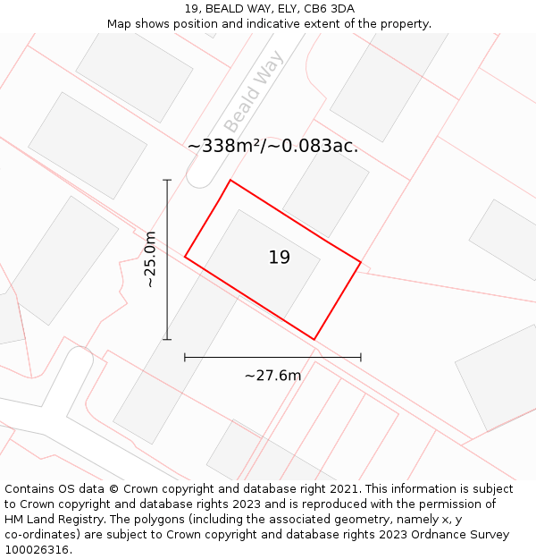 19, BEALD WAY, ELY, CB6 3DA: Plot and title map