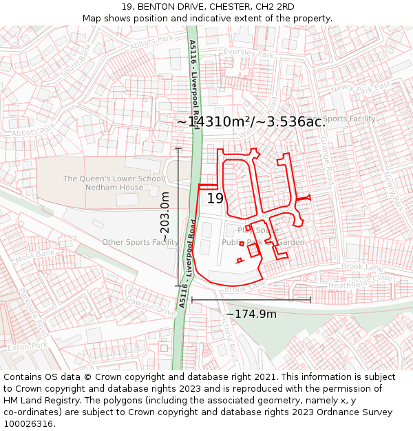 19, BENTON DRIVE, CHESTER, CH2 2RD: Plot and title map