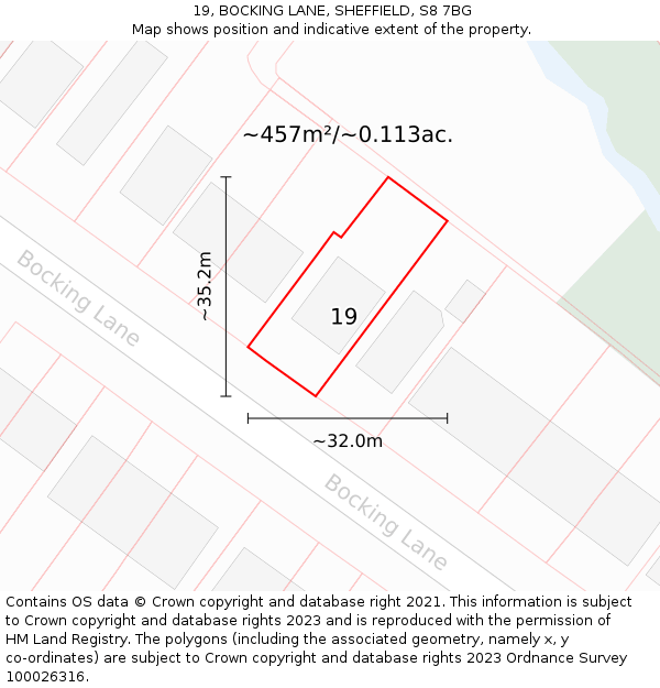 19, BOCKING LANE, SHEFFIELD, S8 7BG: Plot and title map