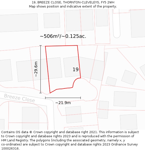 19, BREEZE CLOSE, THORNTON-CLEVELEYS, FY5 2WH: Plot and title map