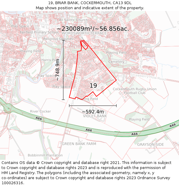 19, BRIAR BANK, COCKERMOUTH, CA13 9DL: Plot and title map