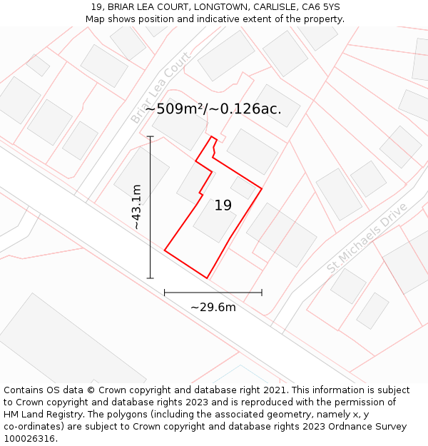 19, BRIAR LEA COURT, LONGTOWN, CARLISLE, CA6 5YS: Plot and title map