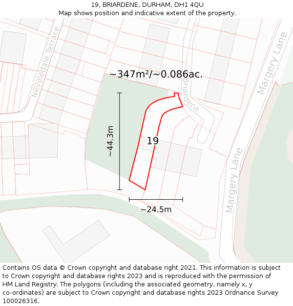 19, BRIARDENE, DURHAM, DH1 4QU: Plot and title map