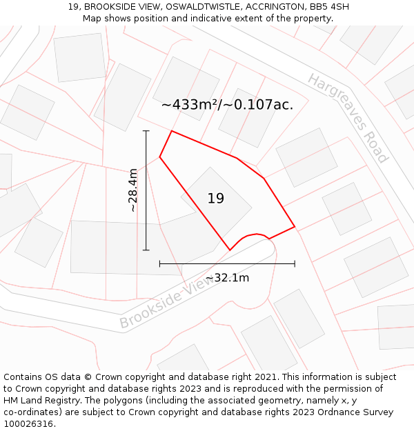 19, BROOKSIDE VIEW, OSWALDTWISTLE, ACCRINGTON, BB5 4SH: Plot and title map