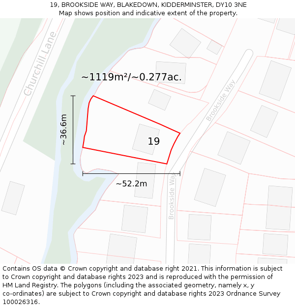 19, BROOKSIDE WAY, BLAKEDOWN, KIDDERMINSTER, DY10 3NE: Plot and title map