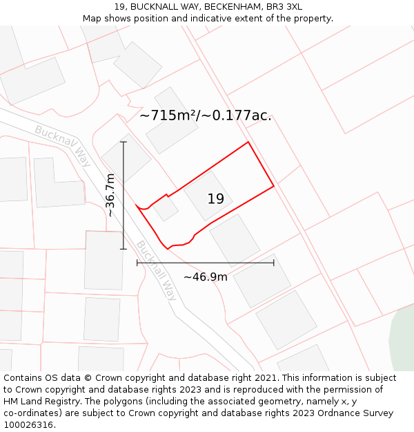 19, BUCKNALL WAY, BECKENHAM, BR3 3XL: Plot and title map