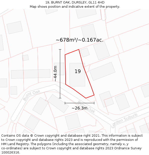 19, BURNT OAK, DURSLEY, GL11 4HD: Plot and title map