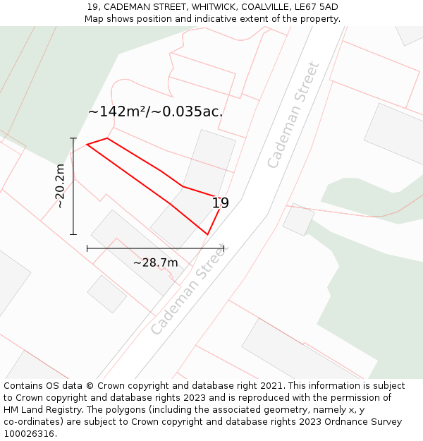 19, CADEMAN STREET, WHITWICK, COALVILLE, LE67 5AD: Plot and title map