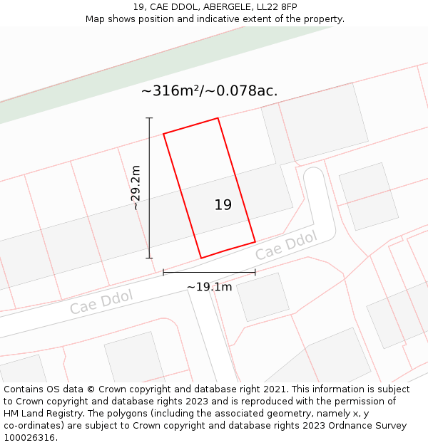 19, CAE DDOL, ABERGELE, LL22 8FP: Plot and title map