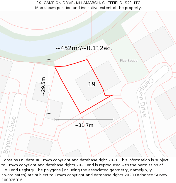 19, CAMPION DRIVE, KILLAMARSH, SHEFFIELD, S21 1TG: Plot and title map