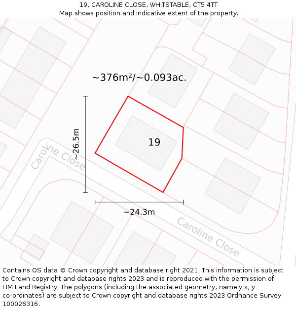 19, CAROLINE CLOSE, WHITSTABLE, CT5 4TT: Plot and title map