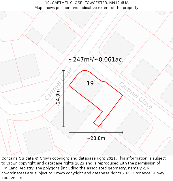 19, CARTMEL CLOSE, TOWCESTER, NN12 6UA: Plot and title map