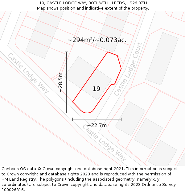 19, CASTLE LODGE WAY, ROTHWELL, LEEDS, LS26 0ZH: Plot and title map