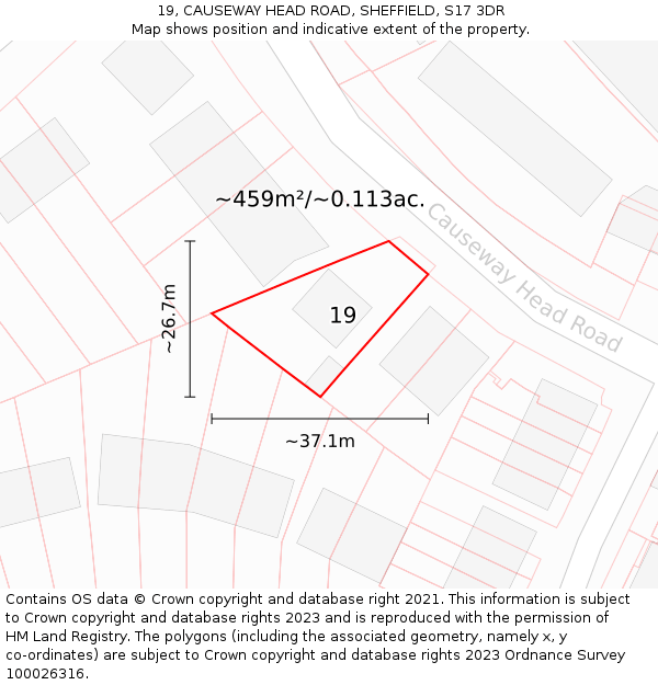 19, CAUSEWAY HEAD ROAD, SHEFFIELD, S17 3DR: Plot and title map