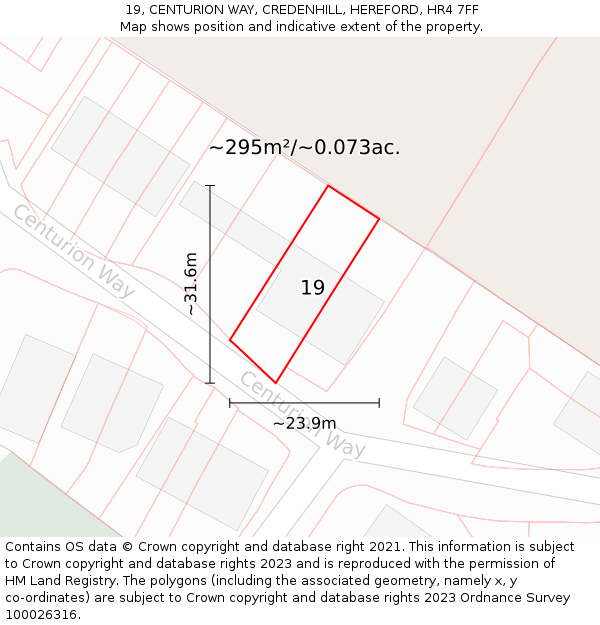 19, CENTURION WAY, CREDENHILL, HEREFORD, HR4 7FF: Plot and title map