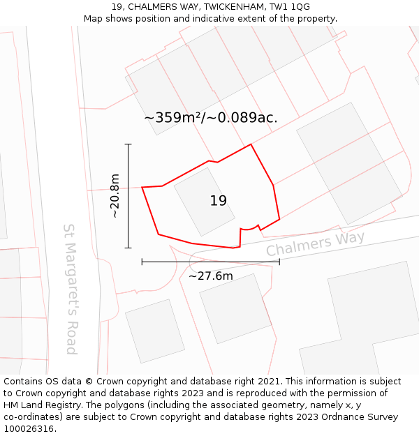 19, CHALMERS WAY, TWICKENHAM, TW1 1QG: Plot and title map