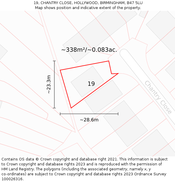 19, CHANTRY CLOSE, HOLLYWOOD, BIRMINGHAM, B47 5LU: Plot and title map