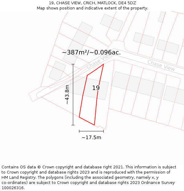 19, CHASE VIEW, CRICH, MATLOCK, DE4 5DZ: Plot and title map