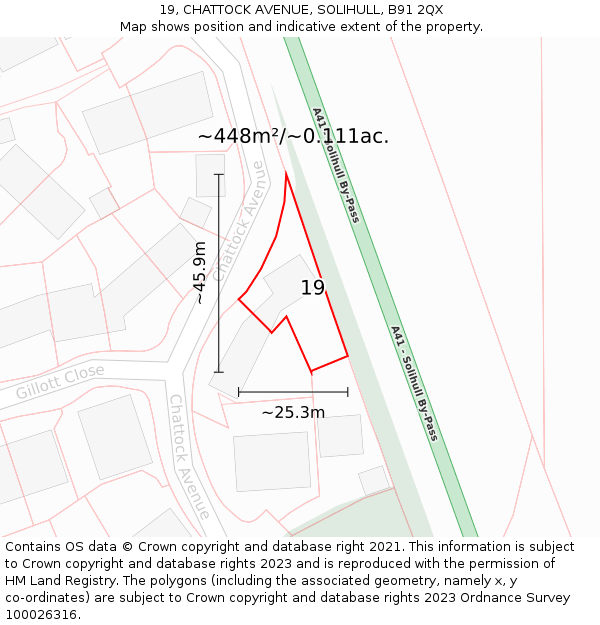 19, CHATTOCK AVENUE, SOLIHULL, B91 2QX: Plot and title map