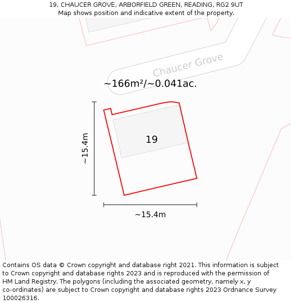 19, CHAUCER GROVE, ARBORFIELD GREEN, READING, RG2 9UT: Plot and title map