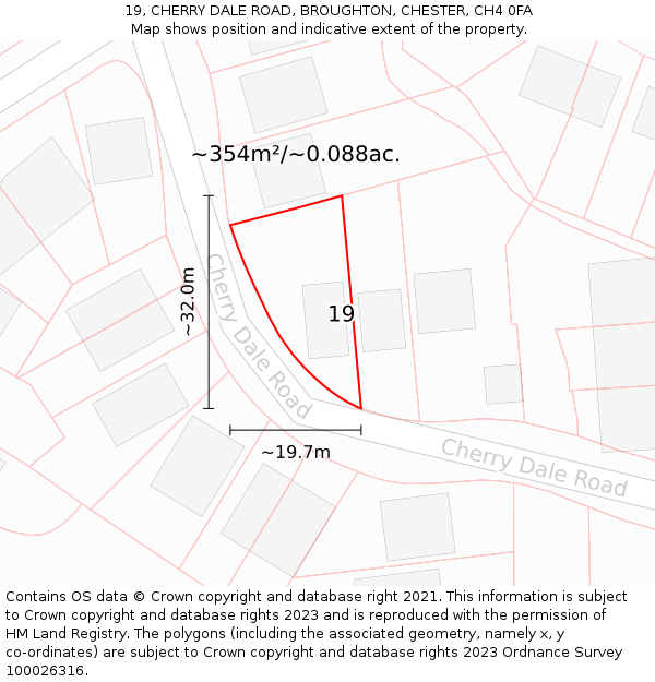 19, CHERRY DALE ROAD, BROUGHTON, CHESTER, CH4 0FA: Plot and title map