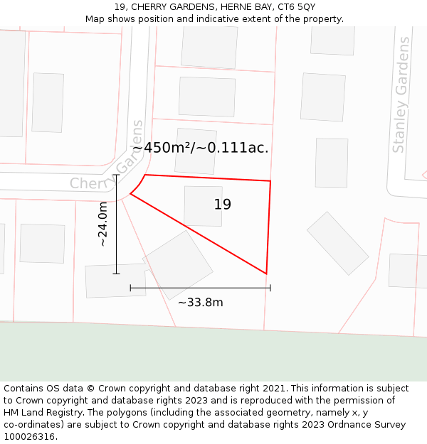 19, CHERRY GARDENS, HERNE BAY, CT6 5QY: Plot and title map