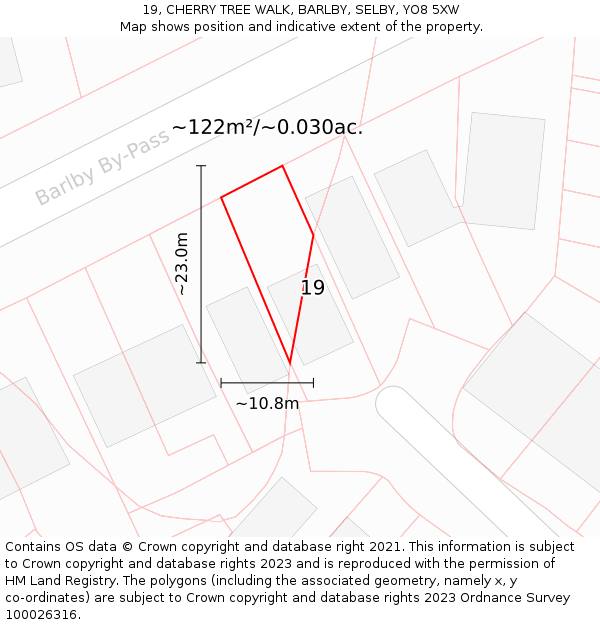 19, CHERRY TREE WALK, BARLBY, SELBY, YO8 5XW: Plot and title map